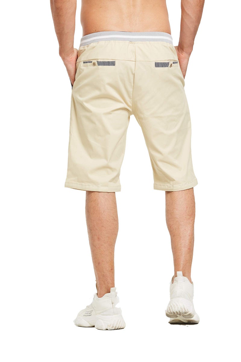 Tansozer Men's Shorts Casual Classic Fit Drawstring Summer Beach Shorts with Elastic Waist and Pockets (Light Khaki, Small) - Image 5